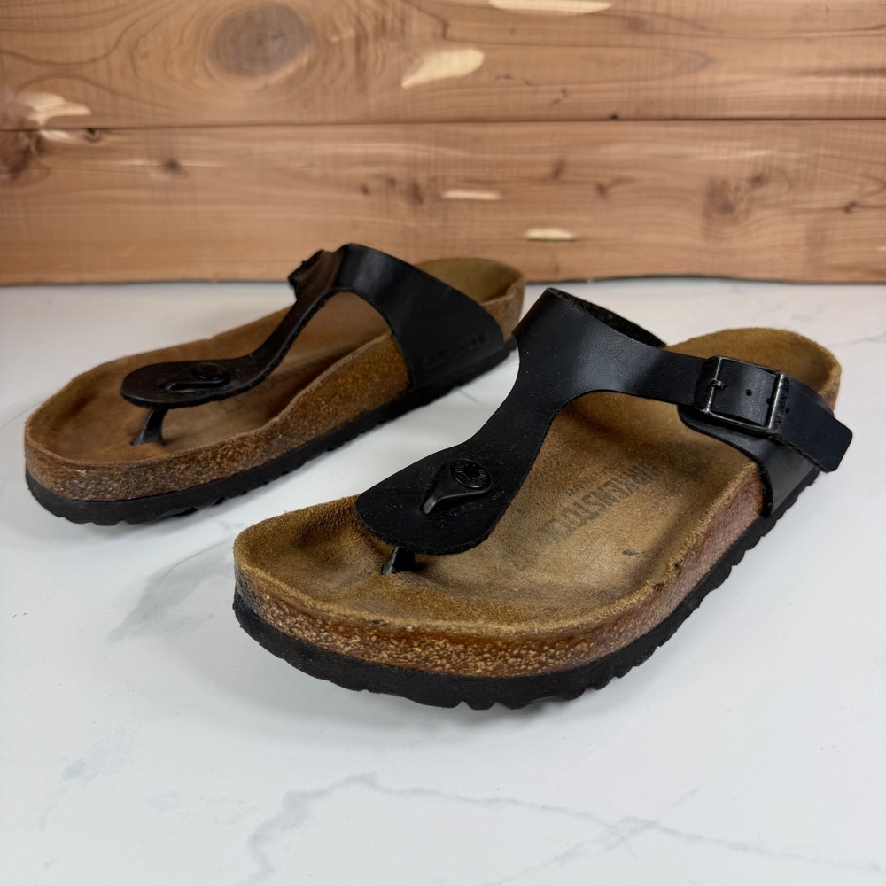 Birkenstock Gizeh Black Birko-Flor Thong Sandals Women Size 39 / US 8